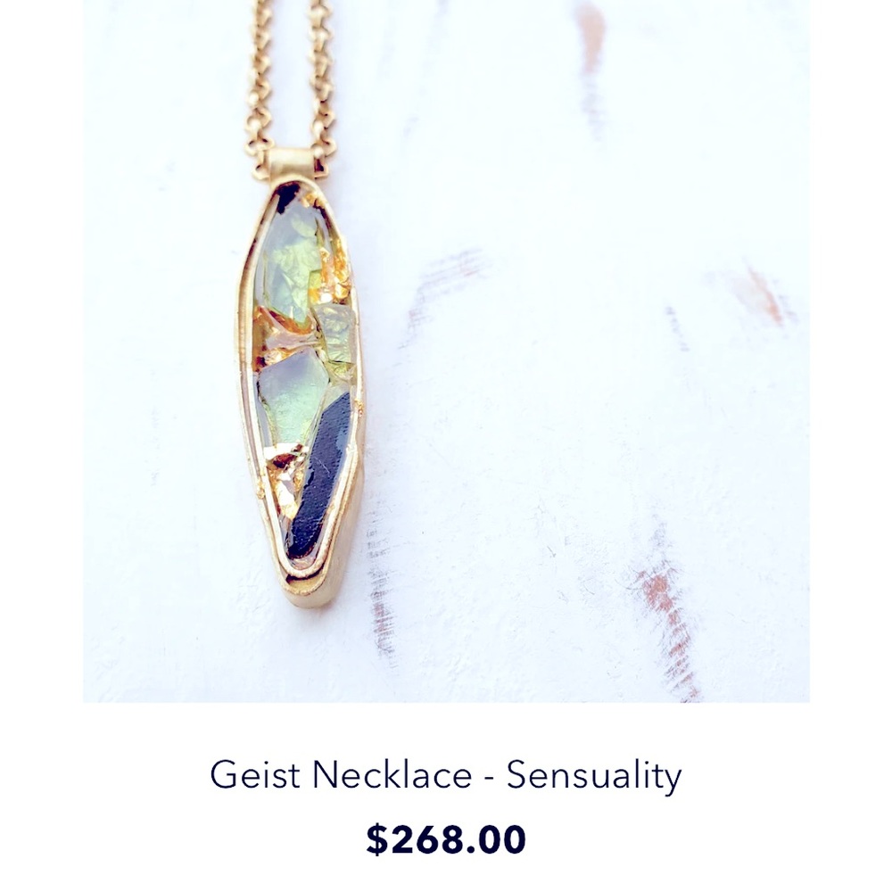 Tracey Beale handmade necklace. Symbolic and beautifully finished🌻24k gold leaf